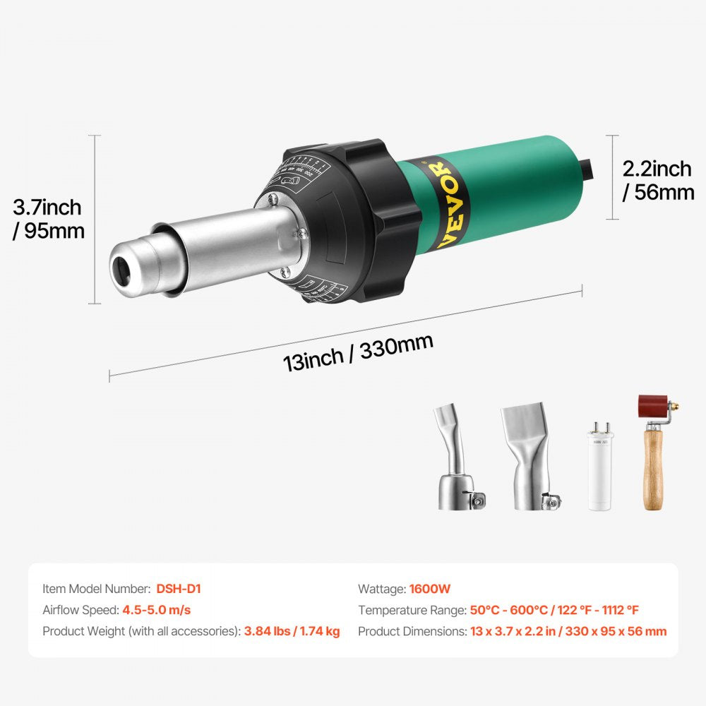 DSH-D1 - 1600W Ergonomic Hot Air Welder for Thermoplastics