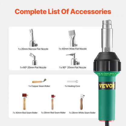 DSH-D1 - 1600W Ergonomic Plastic Welder with 9 Accessories and Adjustable Temperature