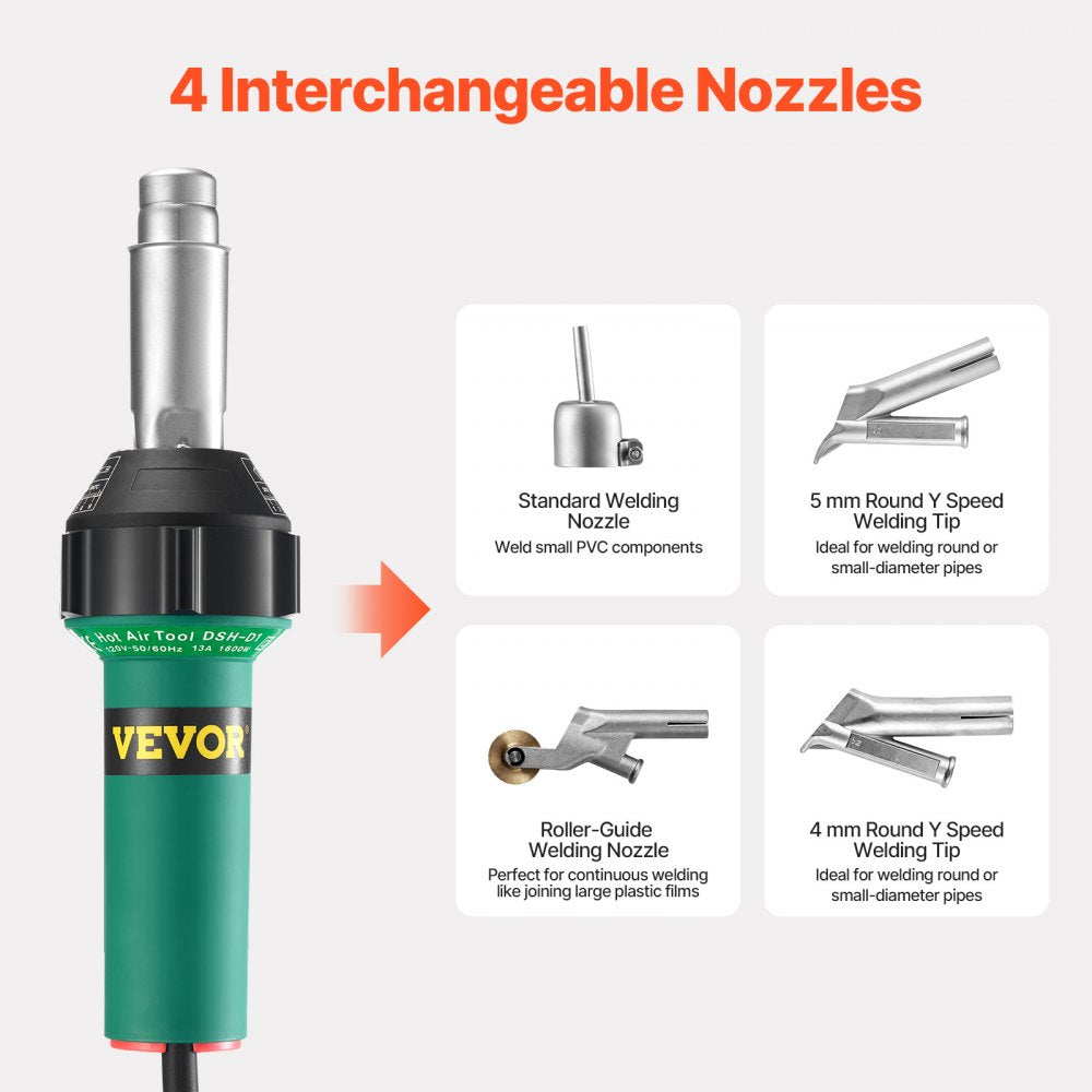 DSH-D1 - 1600W Hot Air Welder with 14 Accessories & Adjustable Heat Settings