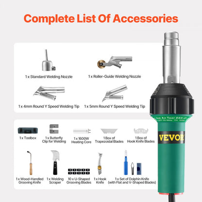 DSH-D1 - 1600W Hot Air Welder with 14 Accessories & Adjustable Heat Settings
