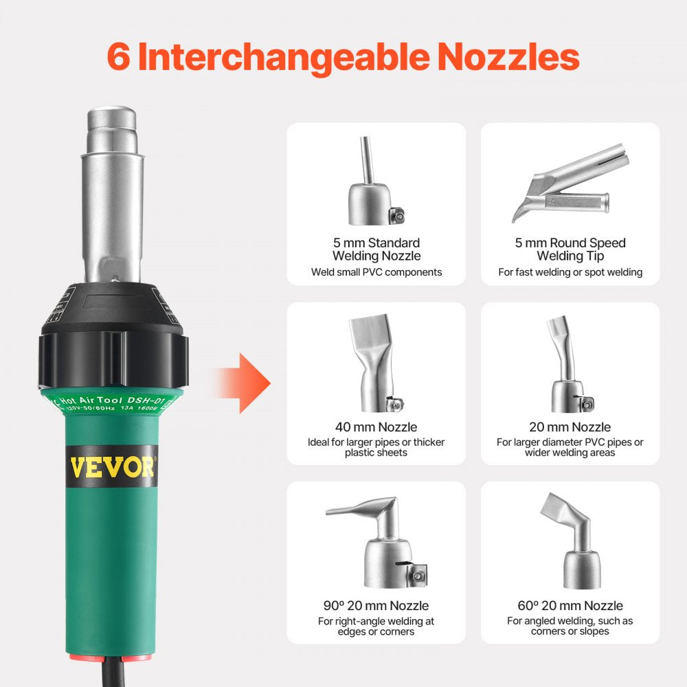 DSH-D1 - 1600W Hot Air Plastic Welder with 17 Accessories for Versatile Applications