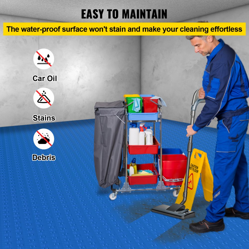 VV-PVCDB-L50 - Durable 12'' VEVOR Interlocking Garage Tiles for Easy DIY Flooring