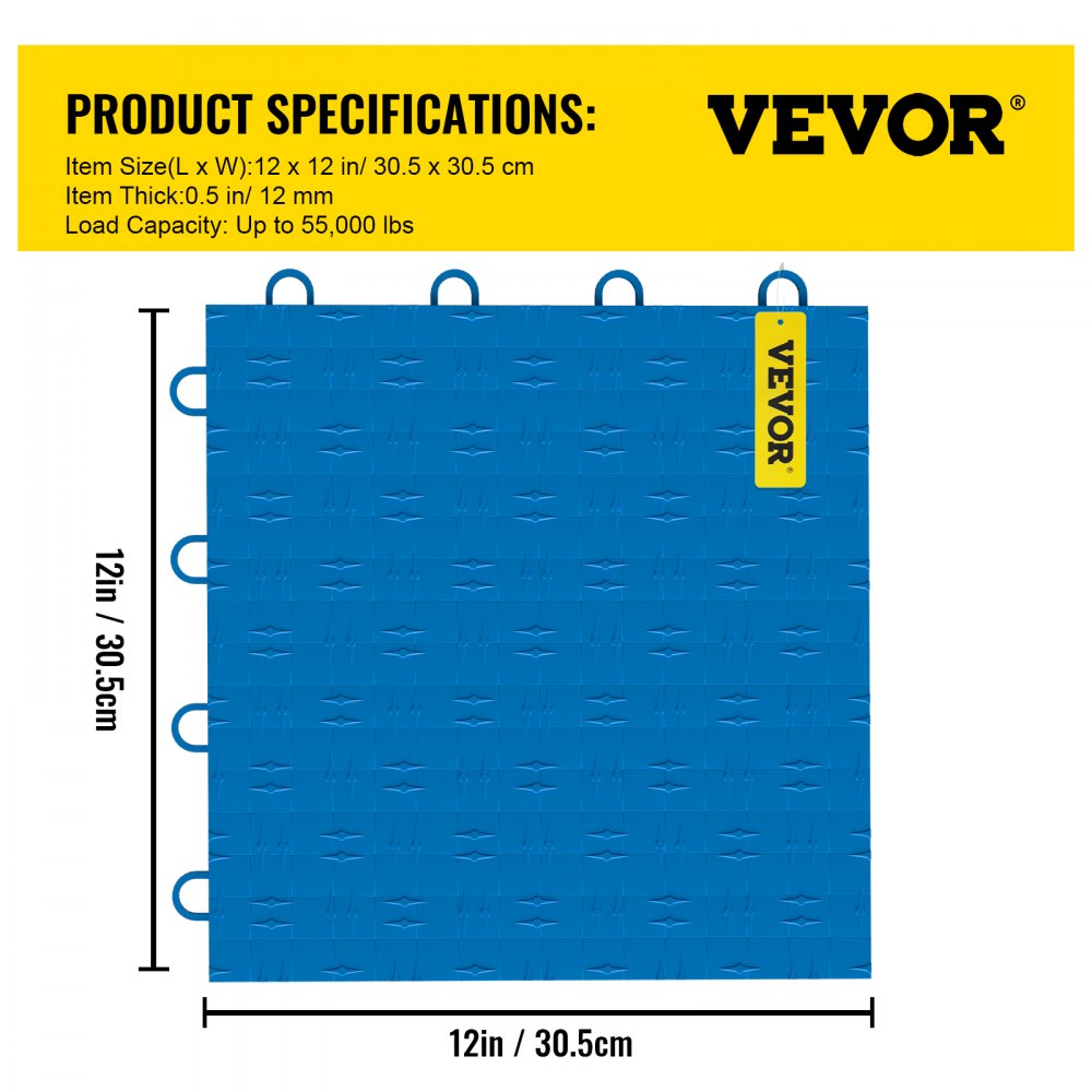 VV-PVCDB-L50 - Durable 12'' VEVOR Interlocking Garage Tiles for Easy DIY Flooring