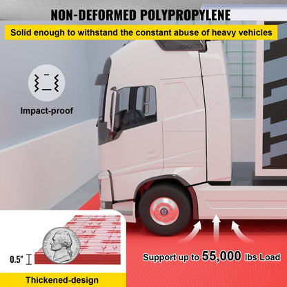 VV-PVCDB-H25 - Red 12'' x 12'' Interlocking Garage Tiles, Waterproof & Non-Slip