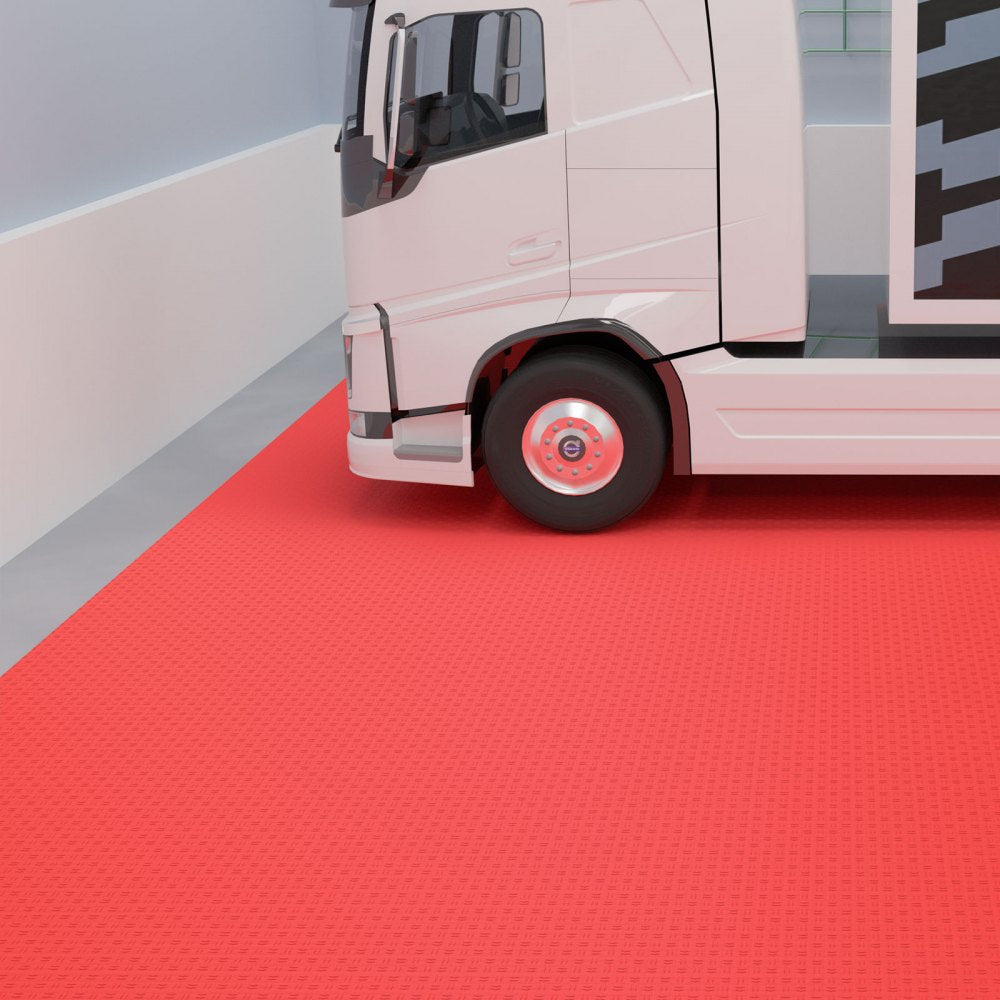 VV-PVCDB-H25 - Red 12'' x 12'' Interlocking Garage Tiles, Waterproof & Non-Slip
