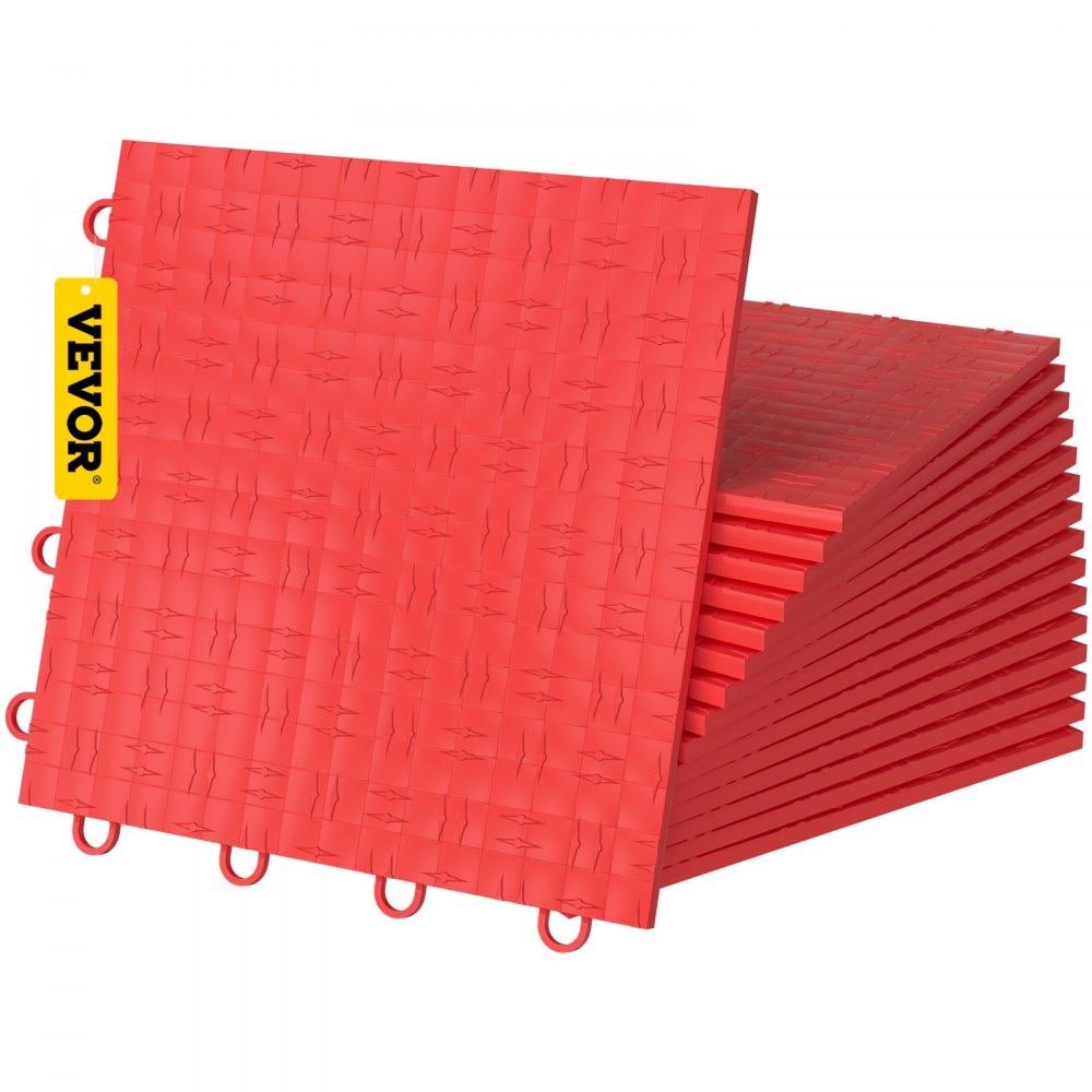 VV-PVCDB-H25 - Red 12'' x 12'' Interlocking Garage Tiles, Waterproof & Non-Slip