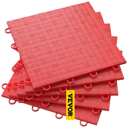 VV-PVCDB-H25 - Red 12'' x 12'' Interlocking Garage Tiles, Waterproof & Non-Slip