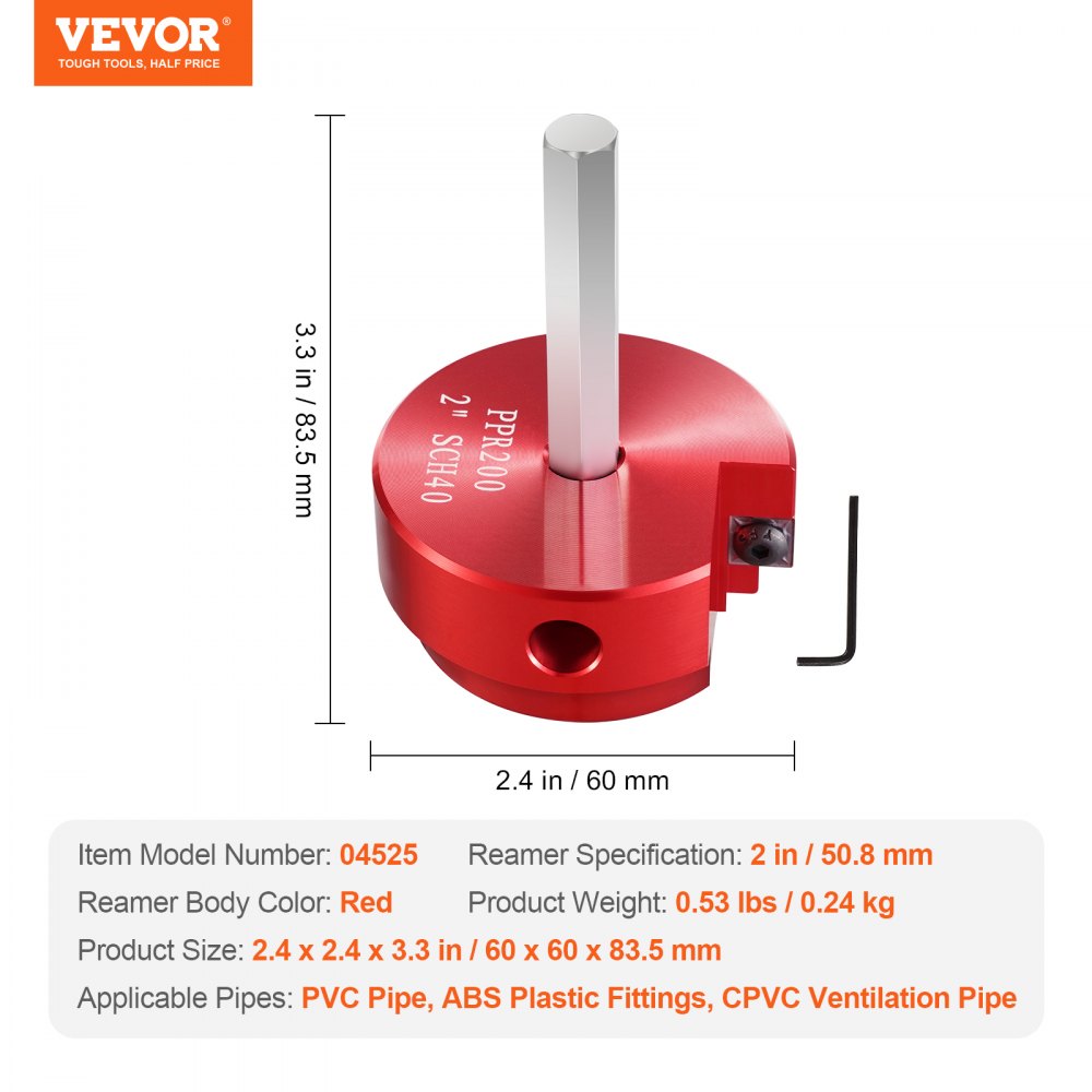 04525 - 2-Inch Durable PVC Pipe Reamer Tool for Smooth Cuts