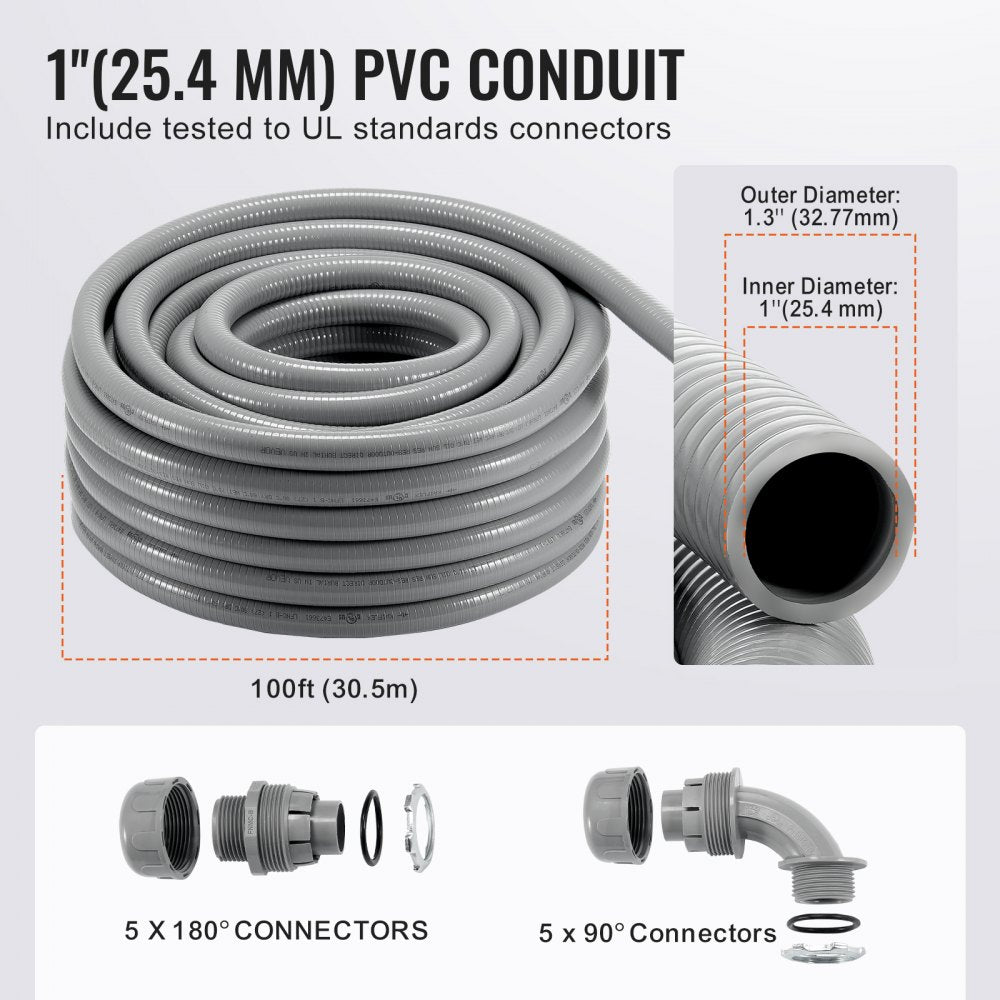 PLFNCB-1 - 1-Inch Flexible Electrical Conduit, 100 ft, Easy to Bend for Tight Spaces