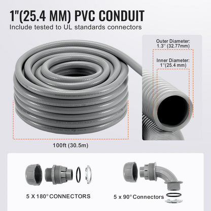 PLFNCB-1 - 1-Inch Flexible Electrical Conduit, 100 ft, Easy to Bend for Tight Spaces