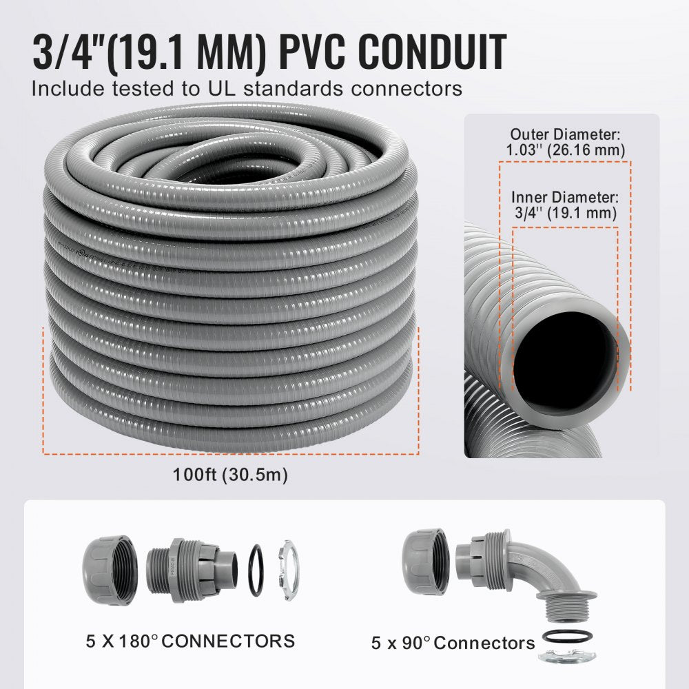 PLFNCB-3/4 - 100 ft Flexible PVC Electrical Conduit for Tight Spaces