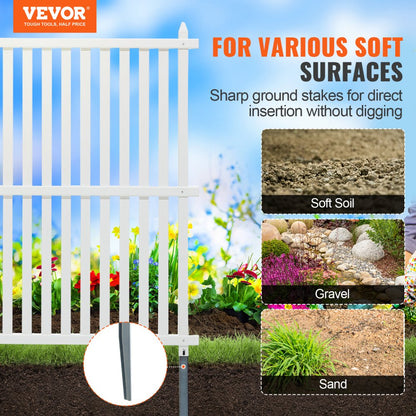 12220 - VEVOR 48" Vinyl Fence Panels with Metal Stakes for Stability