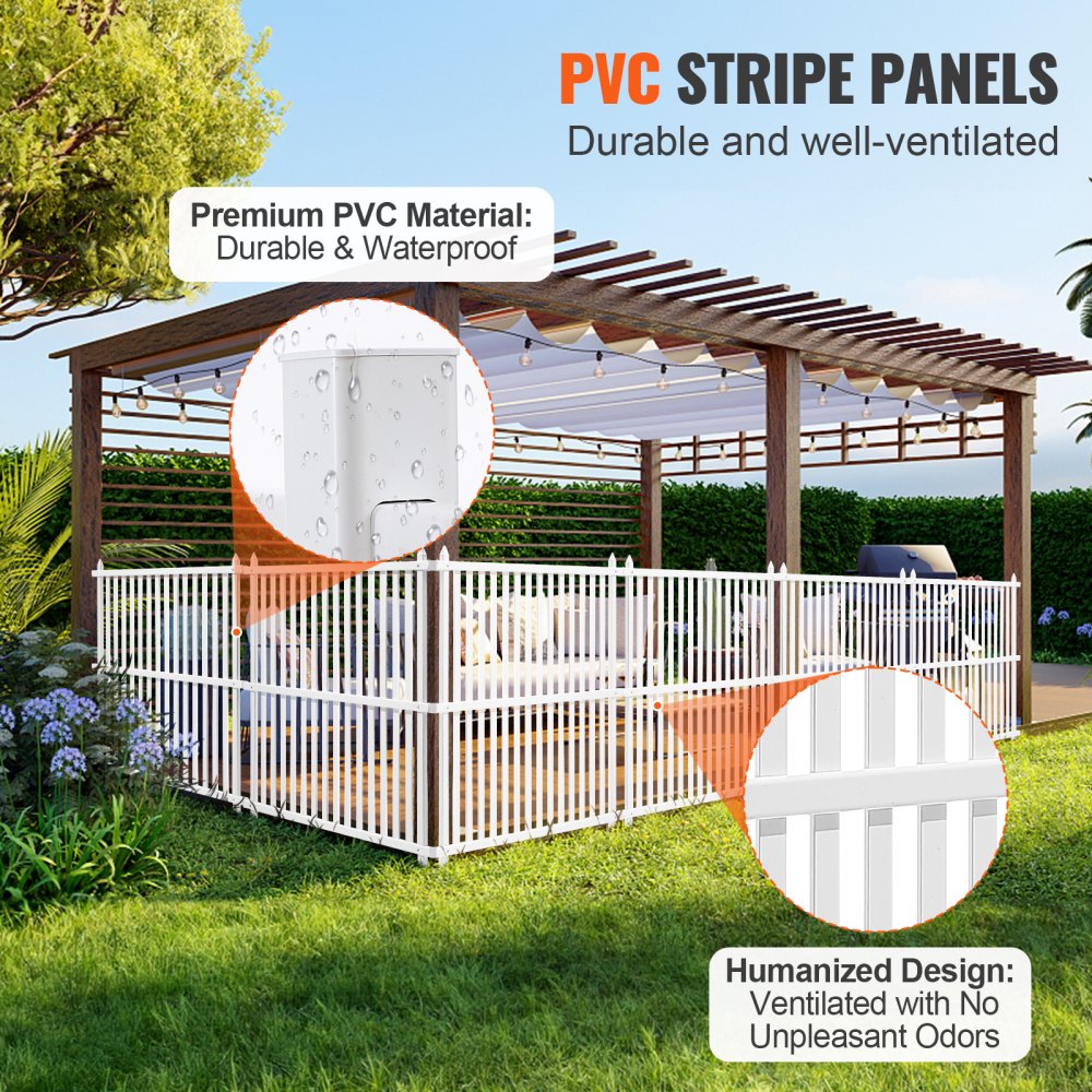12220 - VEVOR 48" Vinyl Fence Panels with Metal Stakes for Stability