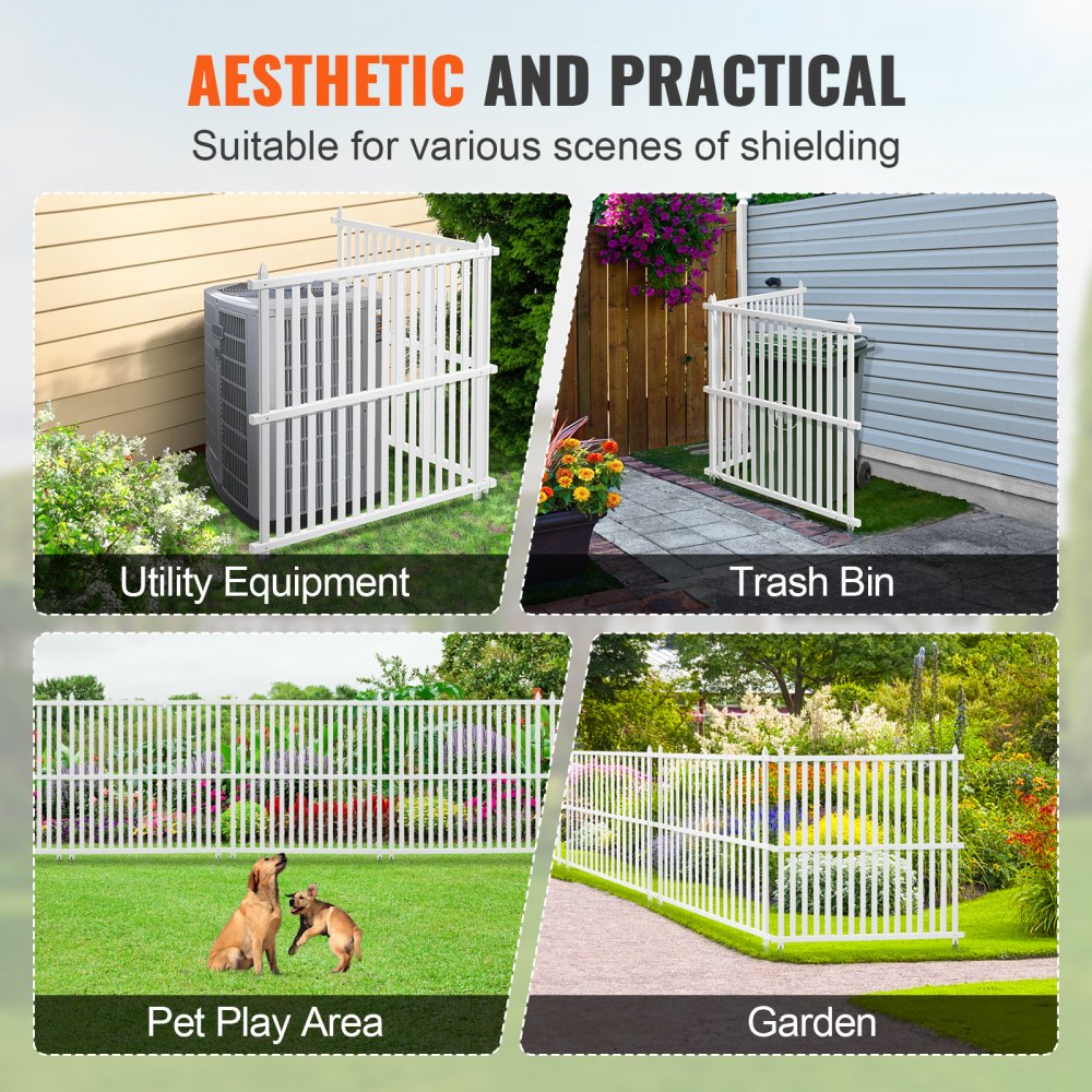 12220 - VEVOR 48" Vinyl Fence Panels with Metal Stakes for Stability
