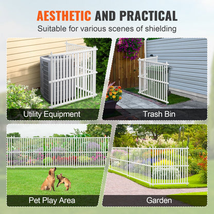 12220 - VEVOR 48" Vinyl Fence Panels with Metal Stakes for Stability