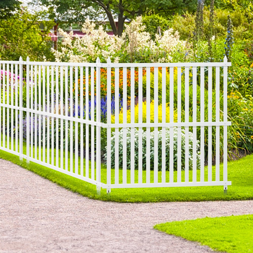 12220 - VEVOR 48" Vinyl Fence Panels with Metal Stakes for Stability