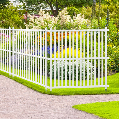 12220 - VEVOR 48" Vinyl Fence Panels with Metal Stakes for Stability
