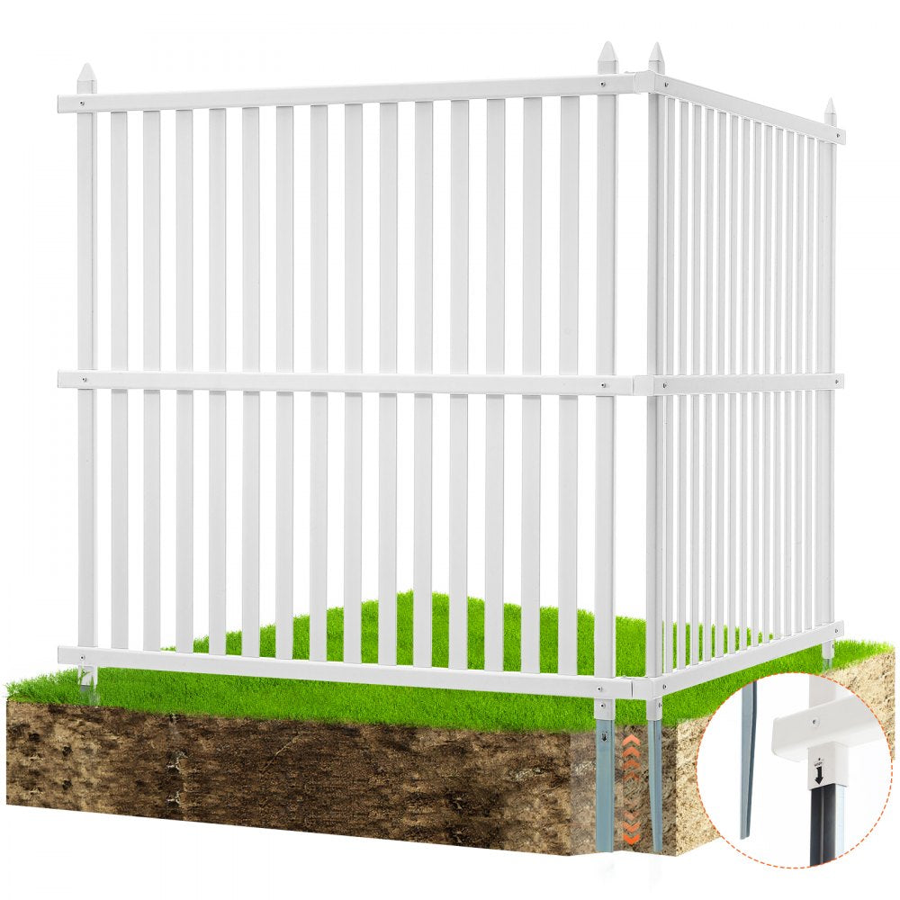 12220 - VEVOR 48" Vinyl Fence Panels with Metal Stakes for Stability