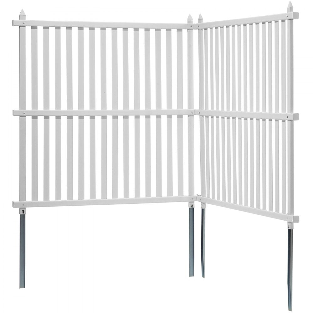 12220 - VEVOR 48" Vinyl Fence Panels with Metal Stakes for Stability