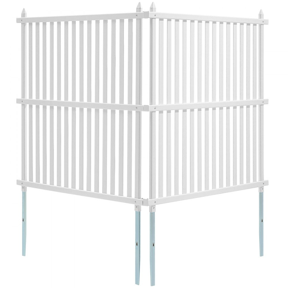 12220 - VEVOR 48" Vinyl Fence Panels with Metal Stakes for Stability
