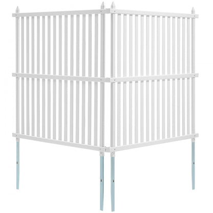 12220 - VEVOR 48" Vinyl Fence Panels with Metal Stakes for Stability
