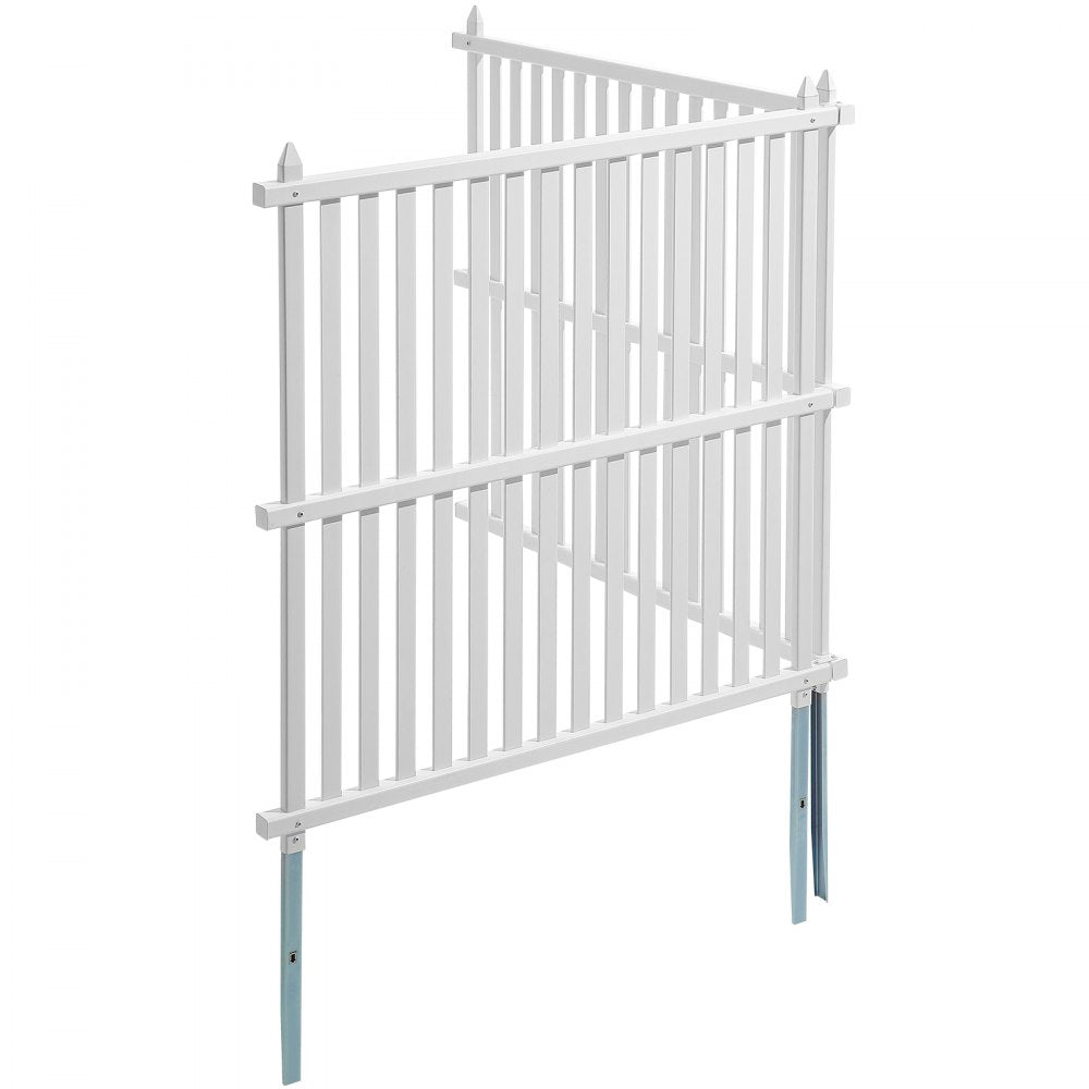 12220 - VEVOR 48" Vinyl Fence Panels with Metal Stakes for Stability