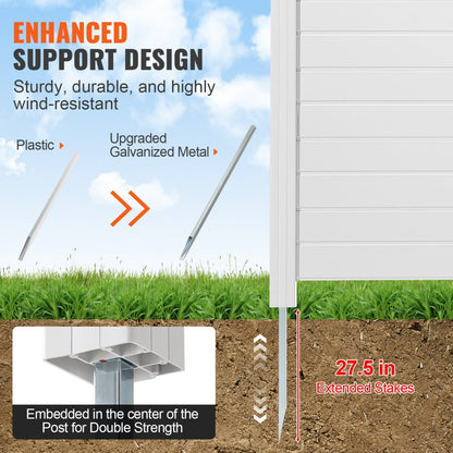 12227-3 - Durable 50"x50" White Vinyl Privacy Screen for Outdoor Spaces