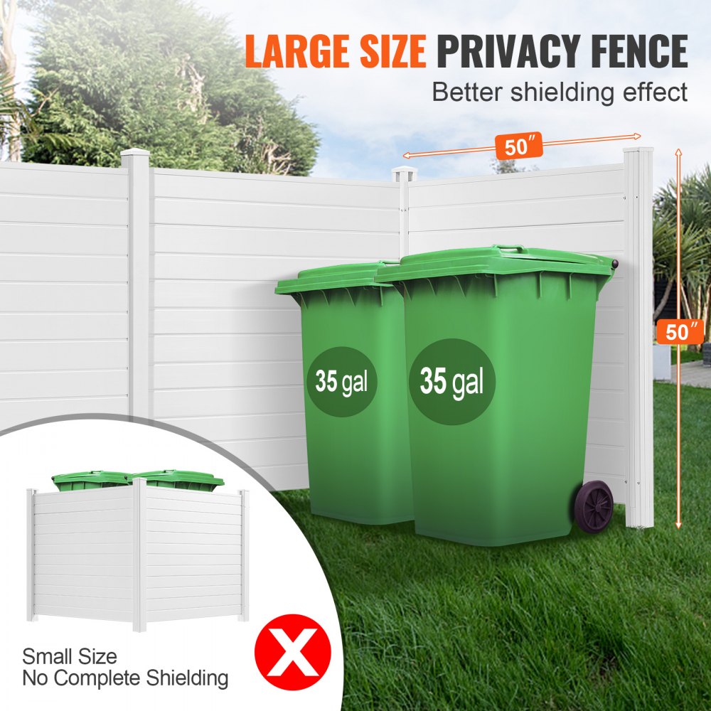 12227-3 - Durable 50"x50" White Vinyl Privacy Screen for Outdoor Spaces