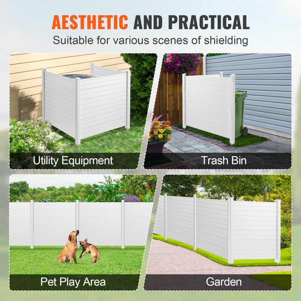 12227-3 - Durable 50"x50" White Vinyl Privacy Screen for Outdoor Spaces