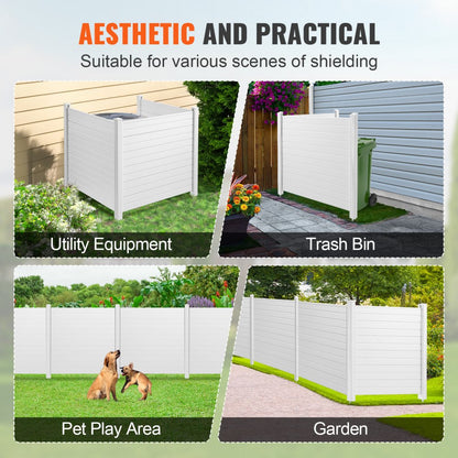 12227-3 - Durable 50"x50" White Vinyl Privacy Screen for Outdoor Spaces