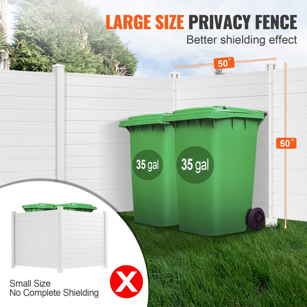 12227-4 - 50" White PVC Privacy Screen for Air Con & Trash Hiding