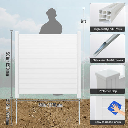 12227-4 - 50" White PVC Privacy Screen for Air Con & Trash Hiding