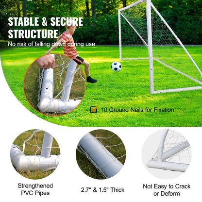 JH-101 - 12x6 ft Durable PE Portable Soccer Goal with Quick Setup