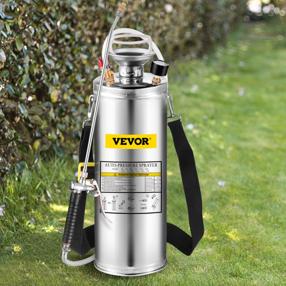 010957041489 - 3-Gallon Stainless Steel Hand-Pumped Sprayer for Indoor/Outdoor Use