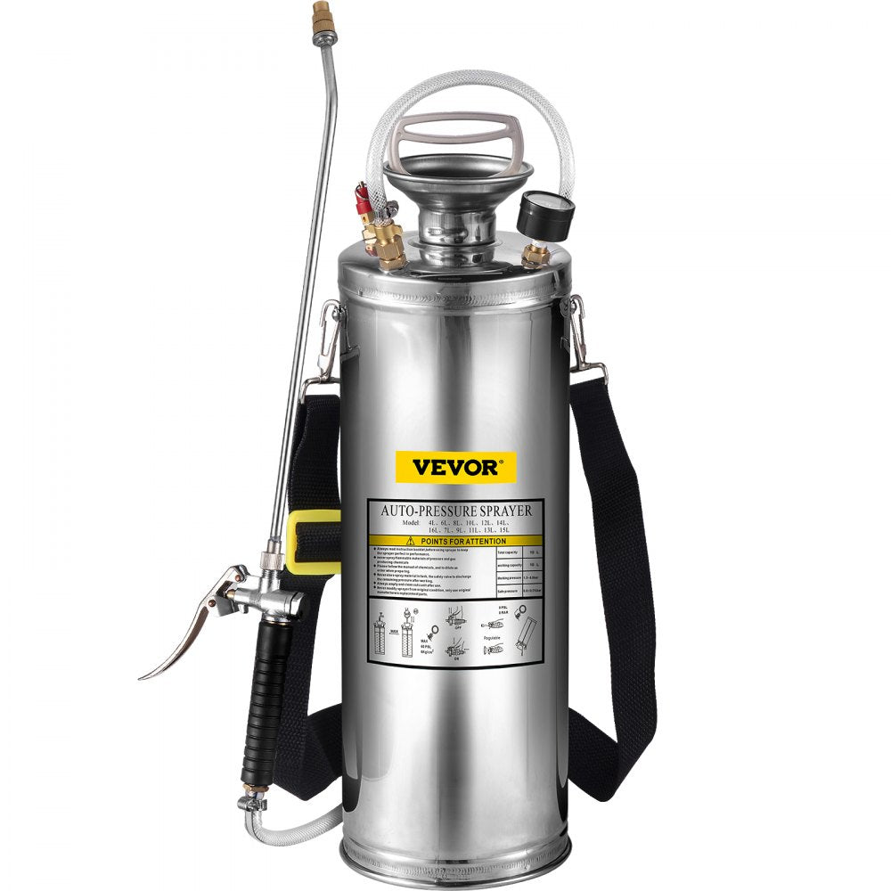 010957041489 - 3-Gallon Stainless Steel Hand-Pumped Sprayer for Indoor/Outdoor Use