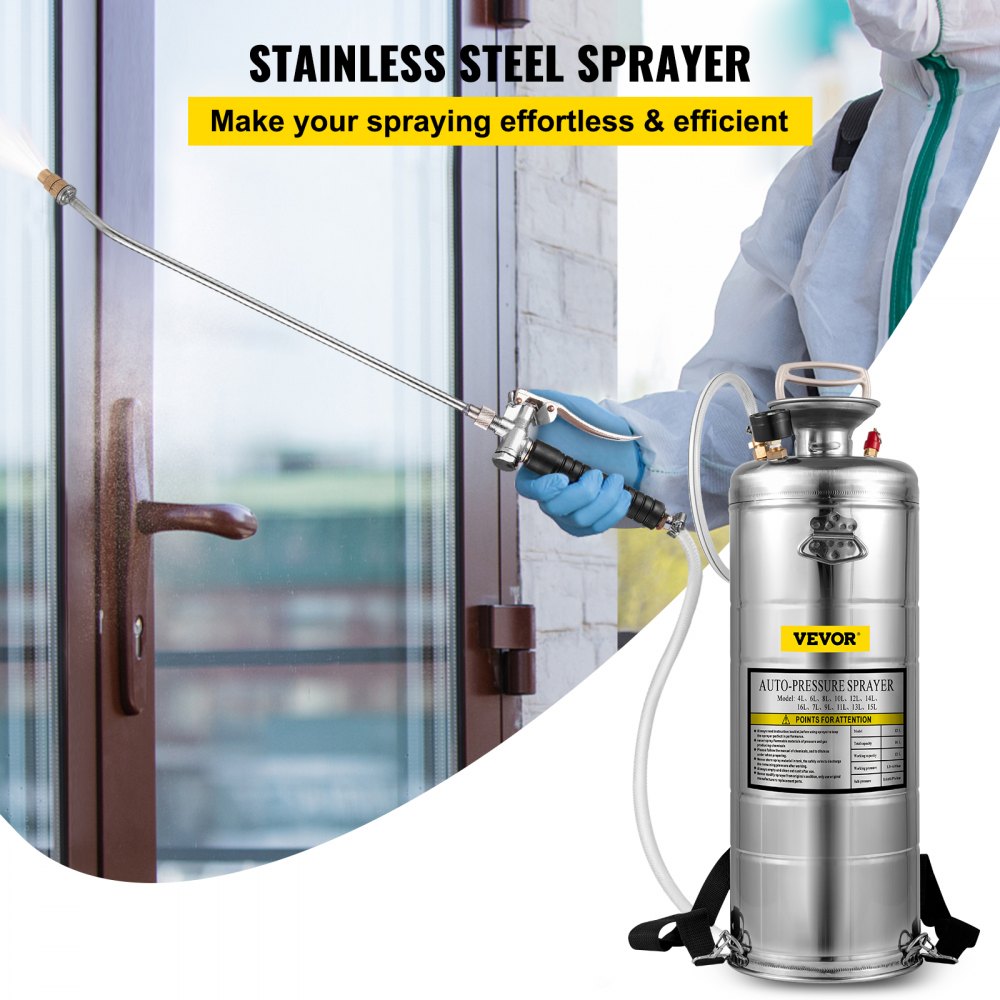 010841245190 - 3.5-Gallon Durable Stainless Steel Hand Pump Sprayer