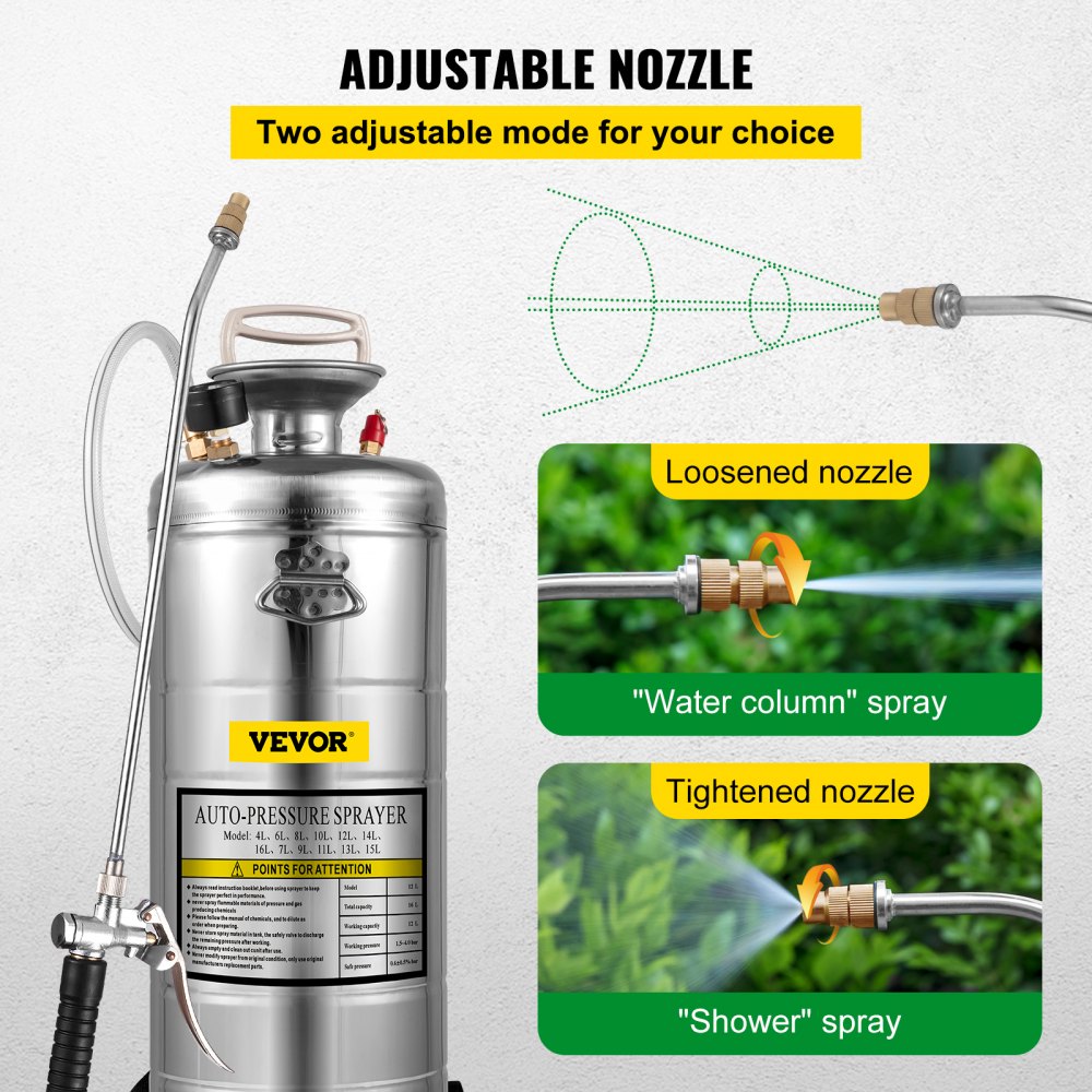 010841245190 - 3.5-Gallon Durable Stainless Steel Hand Pump Sprayer
