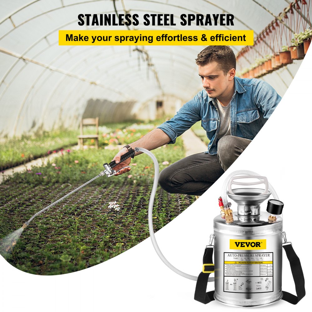 010233978880 - 1-Gallon Stainless Steel Hand-Pumped Sprayer for Garden & Cleaning