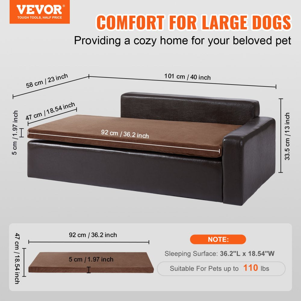 SF-909L - Durable 40x23x13" Leather Dog Sofa for Large Breeds