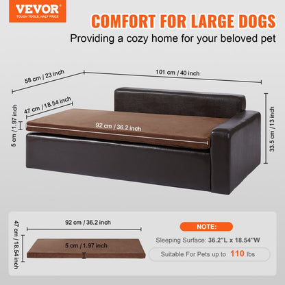 SF-909L - Durable 40x23x13" Leather Dog Sofa for Large Breeds