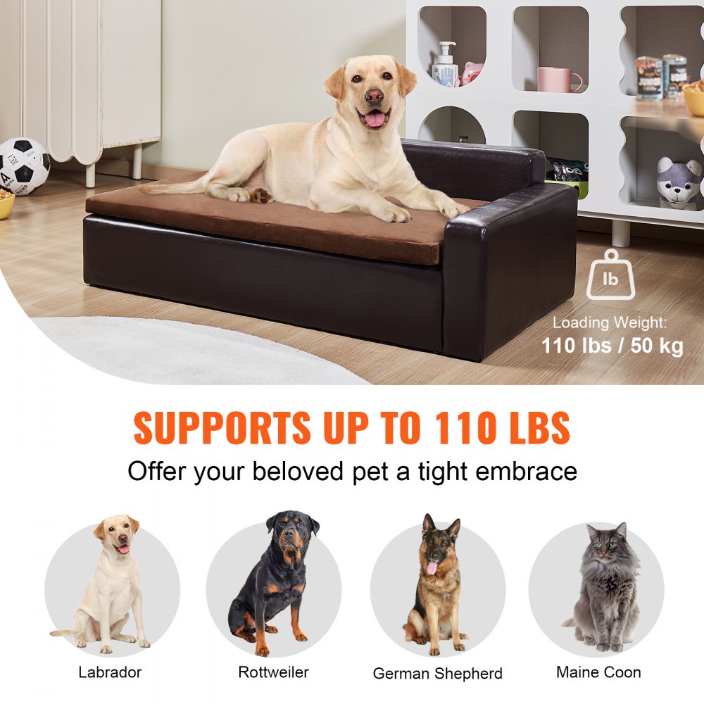 SF-909L - Durable 40x23x13" Leather Dog Sofa for Large Breeds