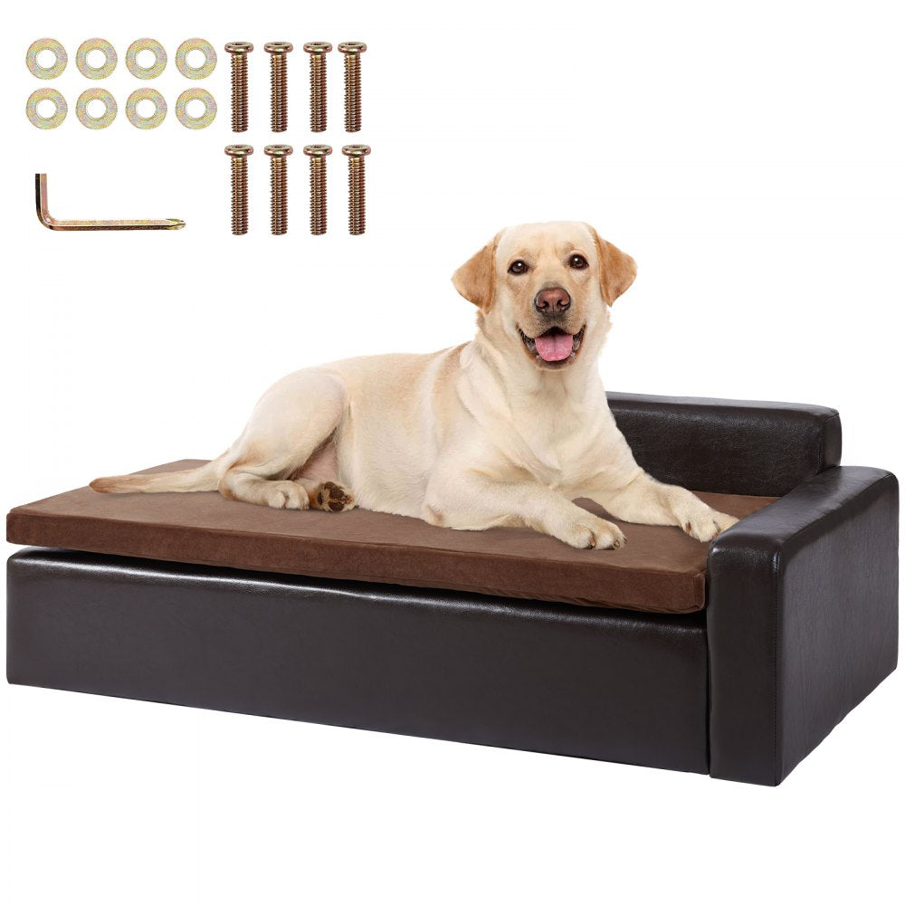 SF-909L - Durable 40x23x13" Leather Dog Sofa for Large Breeds