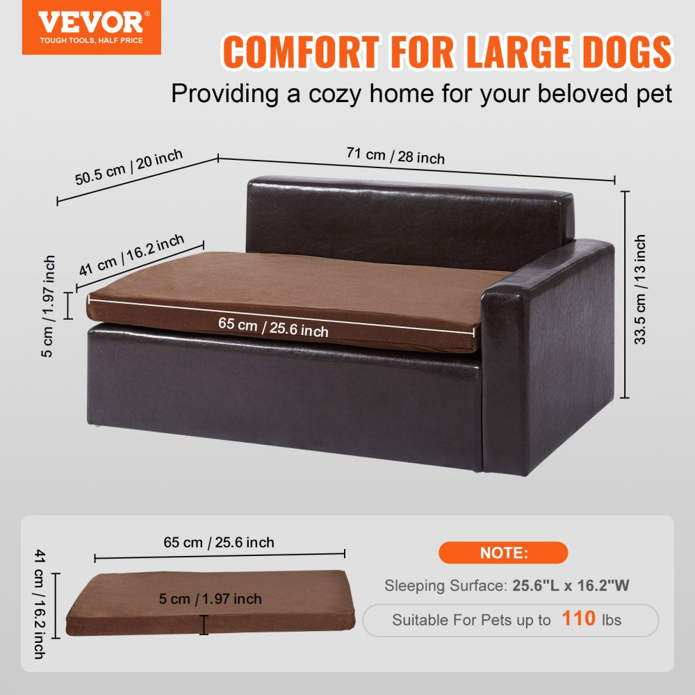 SF-909S - Leather Pet Sofa 28"x20"x13" with Storage for Medium Dogs