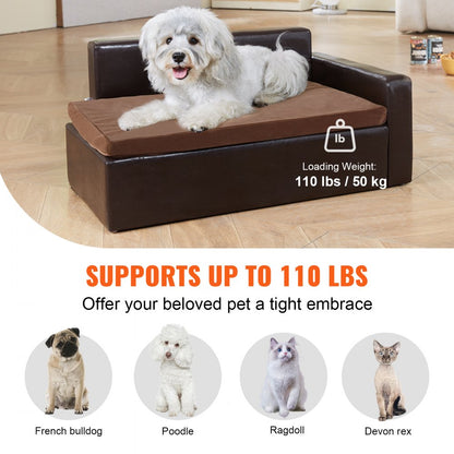 SF-909S - Leather Pet Sofa 28"x20"x13" with Storage for Medium Dogs
