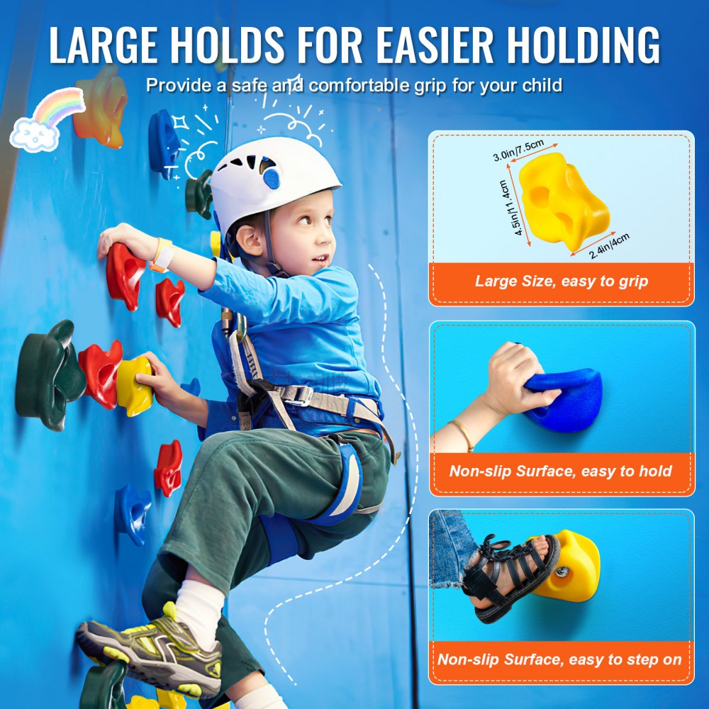 PYTZ-4 - Vibrant Weather-Resistant Rock Climbing Holds for Kids