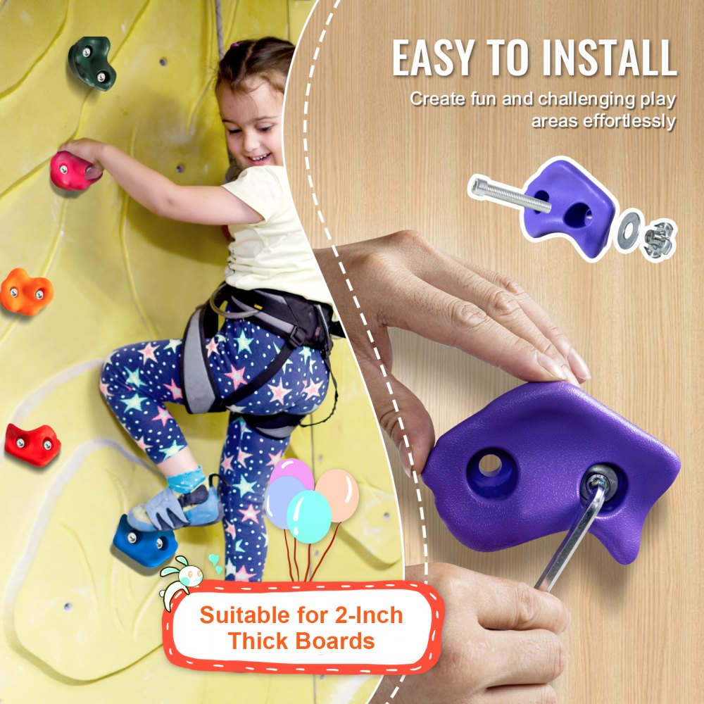 PYTZ-8 - Durable Rock Climbing Holds for Kids, Easy Installation, Bright Colors