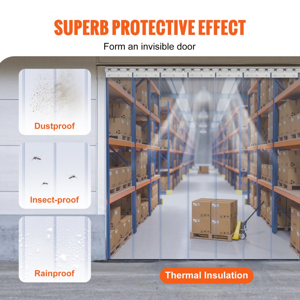 KDV0 - VEVOR Clear PVC Strip Curtain for Draft and Bug Control