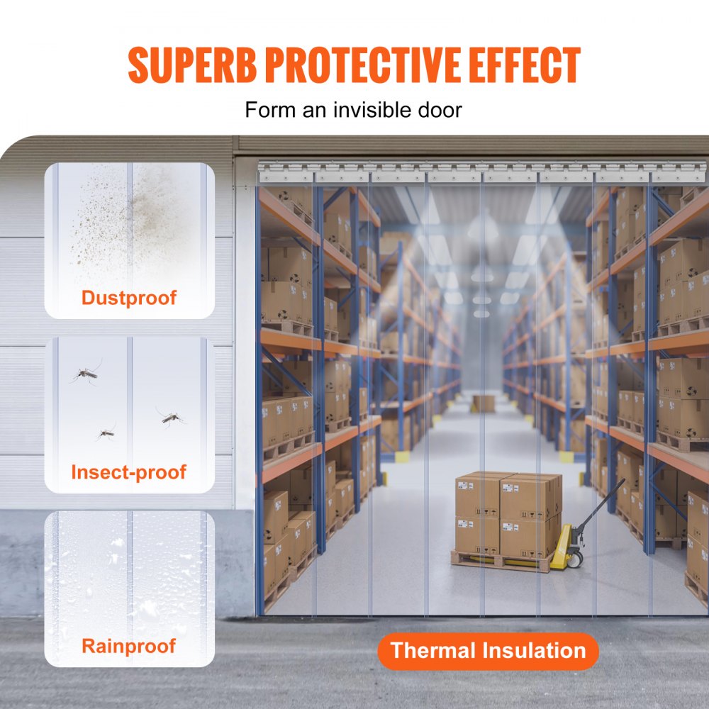 IBV0 - Durable Clear PVC Strip Curtain for Temperature Control and Bug Barrier