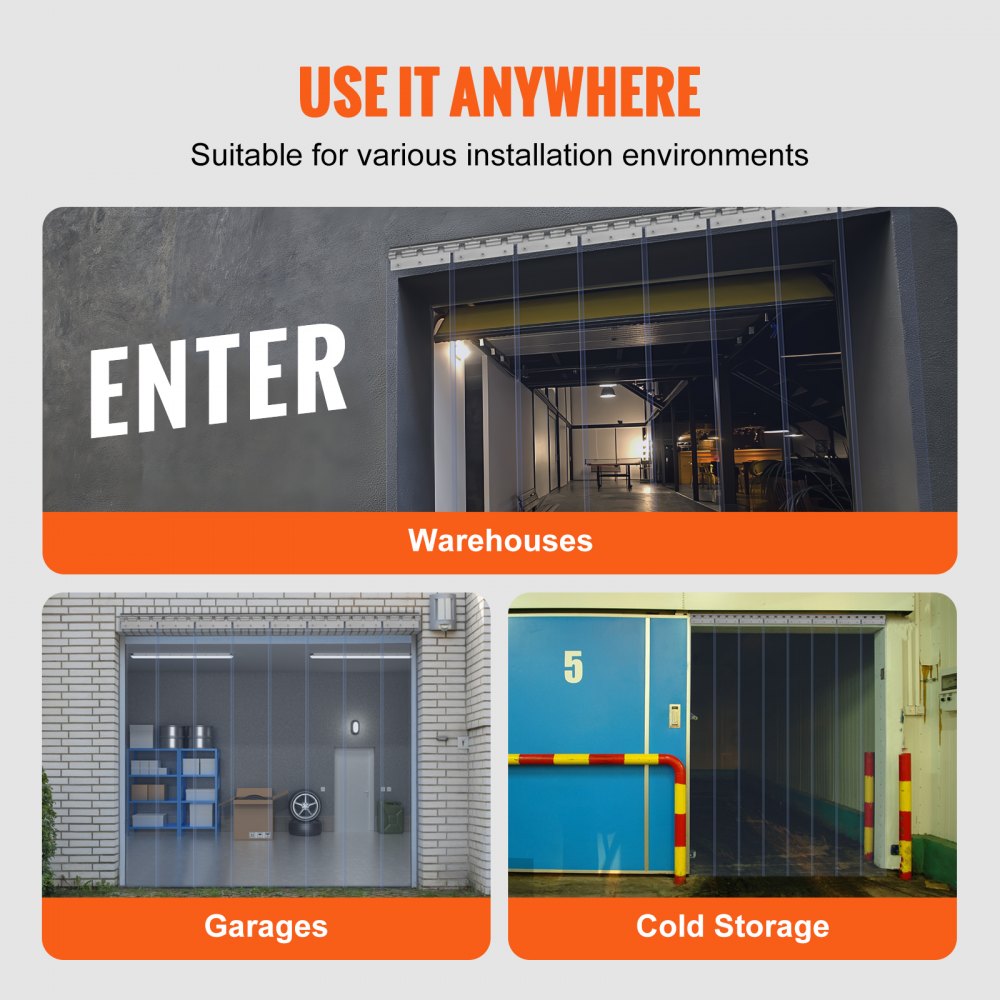 F0V0 - Durable PVC Strip Curtain for Freezers and Warehouses (Quick Install)