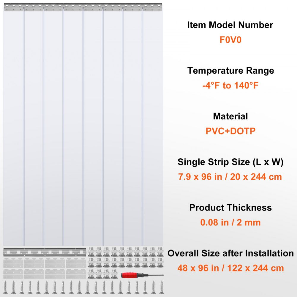 F0V0 - Durable PVC Strip Curtain for Freezers and Warehouses (Quick Install)